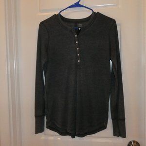 Aerie Dark Gray Real Soft Long Sleeve Henley Top
